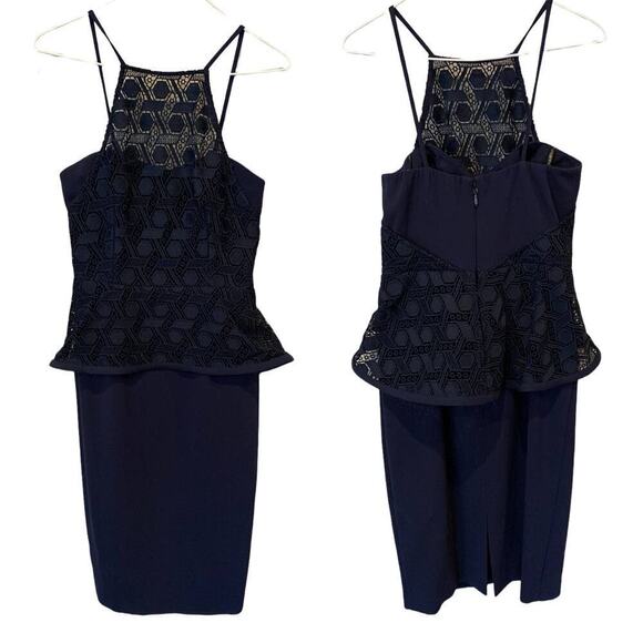 Black Halo Corsica Lace Peplum Sheath Dress Size 6 - Picture 4 of 6